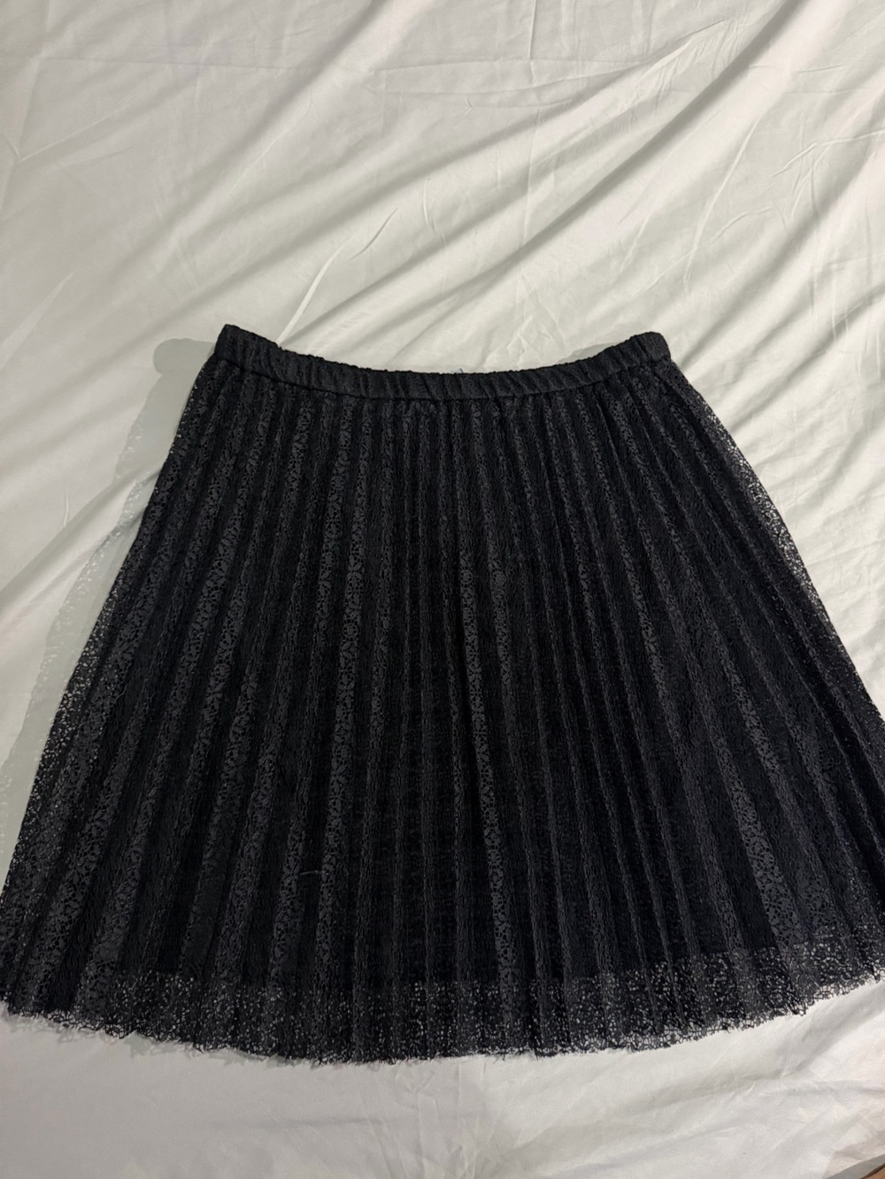 Elle Black Pleated Lace Skater Skirt
